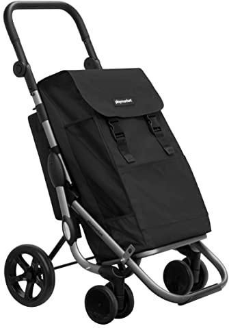 Playmarket Go Plus Carro de la Compra Plegable de Gran Capacidad, 4 Ruedas (Black Pepper)