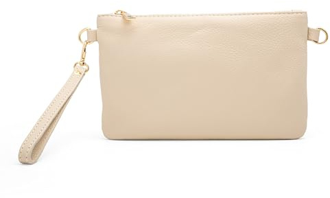Mauro Pelletteria Pochette Donna con Tracolla Borsa Clutch Donna Elegante in Pelle Morbida Made in Italy Borsa da Polso Modello Mya