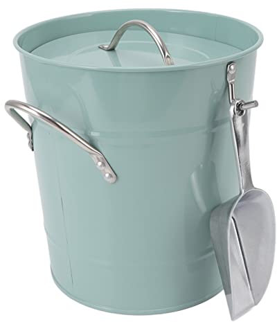 Secchiello per il Ghiaccio con Coperchio e Paletta Ghiaccio Secchio Termico Ghiaccio a Doppia Parete Secchiello Portaghiaccio per Champagne o Vino 19,5 x 20,5 x 16 cm Blu