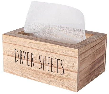 zoocatia Laundry Room Decor Dryer Sheet Container Wood Detergent Dispenser Organization and Storage Box Holder for Laundry Pods, Dryer Balls, Brown