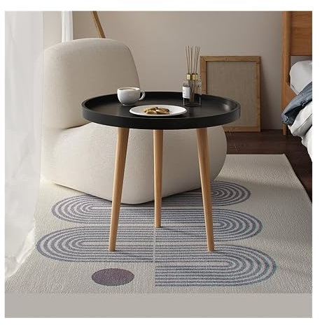HASMI Table D'appoint Petite Table Ronde Moderne Minimaliste, Salon, Balcon, Chambre à Coucher, Petite Table Basse à Assembler Simple Petite Table Basse (Color : 50cm Black)