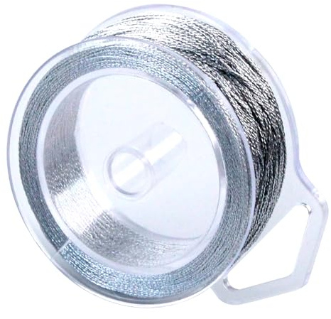 1 Rotoli 6 Filo 0.4 mm x 50 Metri Filo All'uncinetto Dorato per Palline di | Natale Bracciali Anelli Collane e Artigianato Confezioni Regalo Hobby Creativi Non Elastico (Argento)