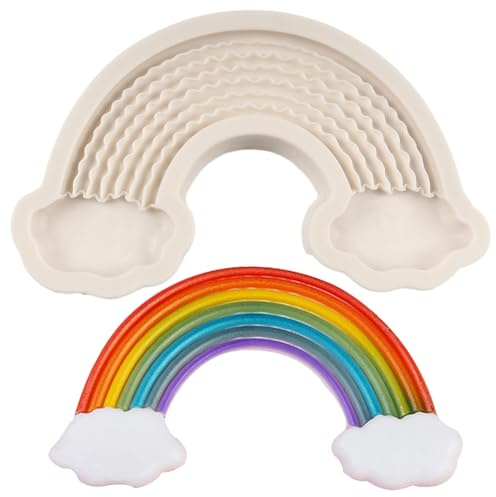 Große Regenbogen-Kuchen-Fondant-Form, Regenbogenwolke, Silikonformen für Baby-Geburtstag, Kuchendekoration, Cupcake-Topper, Süßigkeiten, Schokolade, Polymerton, Gummipaste