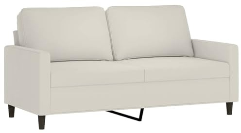 vidaXL Sofa 2-Sitzer, Loungesofa Couch mit Armlehnen Rückenkissen, Wohnzimmersofa Designsofa mit Metallgestell, Sitzmöbel Zweisitzer, Creme Samt
