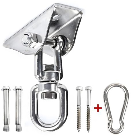 MenYiYDS - 1 Pcs Gancho de Techo Silla Colgante Acero Inoxidable Rotación de 360 ​​° Gancho de Columpio silencioso con Tornillos, soporta hasta 450 kg, para Silla Colgante, sillón reclinable Colgante