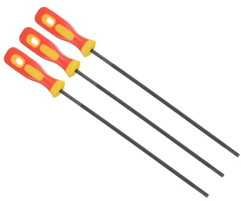 CoCud Chainsaw File, 3/16(4.8mm), High Carbon Hardened Steel Round Sharpener Files with Non-Slip Handle - (Applications: for Sharpening Chain Saws), 3pieces