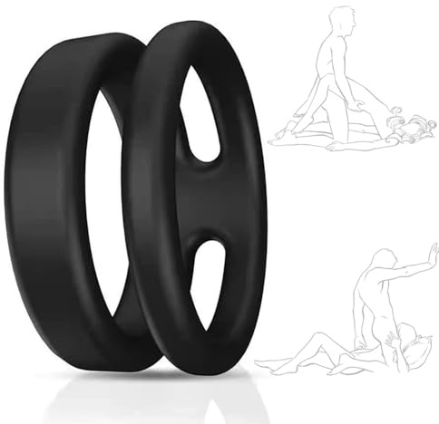 stoqucel Anello in silicone duplex nero a doppio strato da uomo