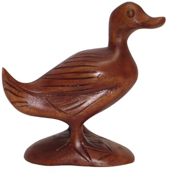 Brave Wings Hand Carved Wooden Animal Duck ~ Duck 11cm High ~ Ornament Sculpture Figurine Statue Unique Table Decoration Home Decor ~ 5400