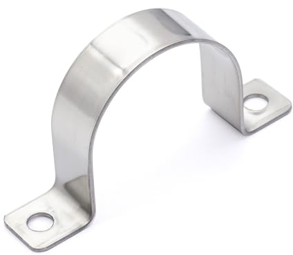 FamlTol 1-9/16 Inch Two Hole Duct Clamps, Stainless Steel Metal Clamp, U Bracket, Duct Strap with Tension Clips, Universal Clamp for Components