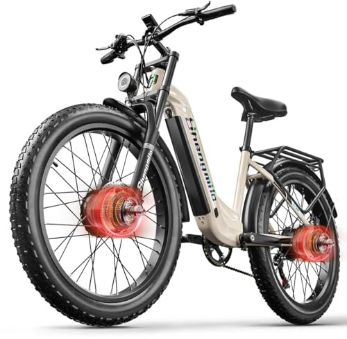 Shengmilo S700 Ebike,Dual Motor Aluminium Rahmen E-Bike, Drehmoment 80N.M×2,26Zoll, 840WH Akku mit abnehmbarem Li-Ion Akku und 7 Gangschaltung Herren Damen ，ebike