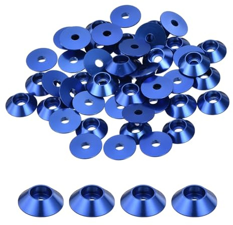 QUARKZMAN paquet de 50 Rondelles en cône M2 en aluminium anodisé Bleu foncé | Rondelles de tête de coupe, pour vis RC/FPV/PC/Drone, pour Pièces de modèle d'accessoires mécaniques
