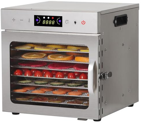 Food Dehydrator Machine for Jerky Beef, Commercial Drying Cabinet Stainless Steel Food Dryer for Meat, Digital Food Dehydrater for Fruit Herbs,8-Tray