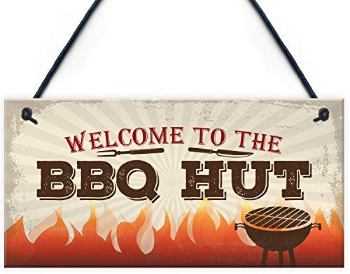 Signs Plaques BBQ Hut Hanging Garden Sign Summer House Bar Man Cave Shed House Decor