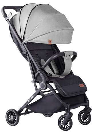 Tulano Milan 35 | Leichter und kompakter Buggy | Kinderwagen mit Liegefunktion | Verstellbare Rückenlehne | XXL-Sonnenverdeck | 5-Punkt-Gurt | PU-Räder | Inklusive Moskitonetz und Beindecke | Grau