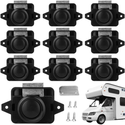 10 serrature a pulsante per camper, serrature per mobili, armadi, ante di armadi, serrature a pulsante per camper, roulotte, furgoni