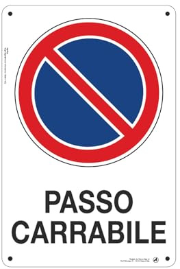 Cartello in Alluminio Passo carrabile 20x30 cm