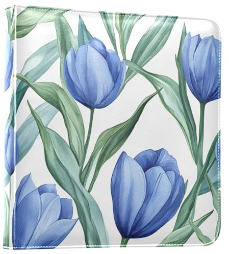 Royal Blue Tulips with Green Leaves Seamless Pattern White Background Watercolor Painting Style_3 sticker book collecting Self Adhesive Pages 2 pcs 4x6'', 1 pcs 6x8'' Photos regalos para