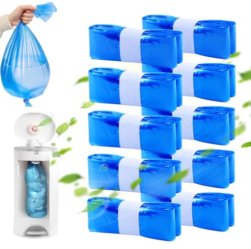 Nappy Bin Refill,10Pack Baby Scented Nappy Bags,Holds 2800 Newborn Diapers,Diaper Pail Refill Bags,Anti-Odor Antibacterial Nappy Disposal Bag Compatible With G-enie/A-ngelcare/T-ommee (Blue-1)