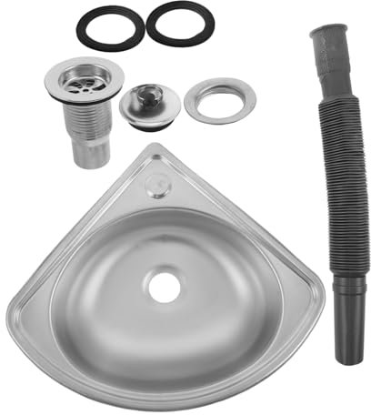 TOPBATHY Wohnmobil Edelstahl Spülbecken Einzelbecken Kompakt Eckwaschbecken für Camping Küche Multifunktional Zufälliger Stil