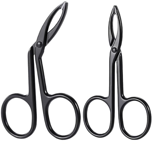 Augenbrauen-Pinzette, Schere, 2 Stück, Augenbrauenschere, Zinklegierung, Augenbrauen-Trimmer, Schere für Haarentferner, Gesichtshaar, Augenbrauenpflege, schwarzes Augenbrauenscheren-Set für Damen und
