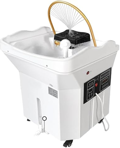 Bol à shampoing pour salon de coiffure, Équipement de spa pour la tête avec réservoir de stockage d'eau de 60 L, circulation d'eau à double contrôlen, table de massage pour shampoing,White-Set1