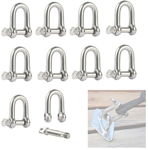 Schäkel D Form 10 Stück , M6 Schäkel Edelstahl, D Schäkel, Edelstahl D Ring Schäkel, sperren Schäkel, D Ring Schäkel Gerade, für Takelage Stahlseil Kordeln Ketten Schäkel