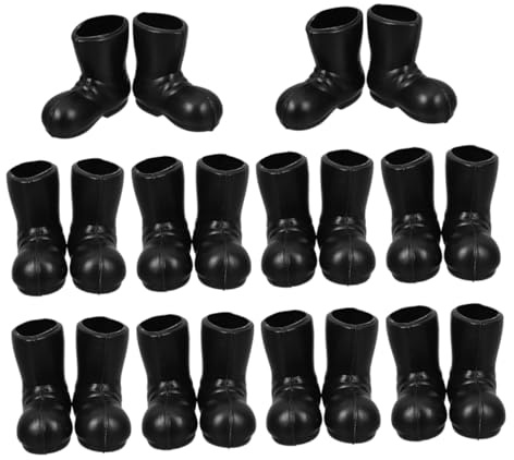 POPETPOP 20pcs Mini Santa Boots Ornaments Black Christmas Dollhouse Shoes Holiday Table Centerpiece Decorative Santa Boots for Diy Xmas Crafts and Fairy Garden