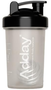Adday - Shaker Bottle - Compact Shaker with Lid and Stainless Steel Mixing Ball - Gym Equipment, Protein Shaker - Easy to Use and Built to Last - 350ml