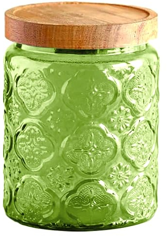 Vintage Glass Jar,Candy Bottle with Lid 700ml Vintage Colored Mason Jar for Kitchen Decorative Bottle for Coffee Tea Candy Cookies (Green)