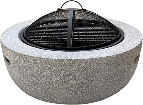 ZJFHEYUO Garden Fire Pit Grill Bowl Grill Barbecue Rack Fire Pits for Garden,Large Wood Burning, with Grill and Lid Cast Iron BBQ Fire Bowl Cover 60Cm Camping Spark Guard Firepit Outdoor Fire Pits