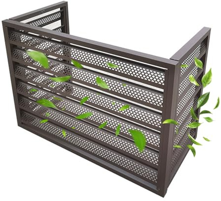 LYUCAYHQ Cache Climatiseur Exterieur 3 Panneaux, Cache Pompe a Chaleur Extérieur Métallique, Abri pour Équipement de Piscine, Cache-Poubelle Extérieur sans Creuser, Marron(100x50x70cm/39x20x28in)