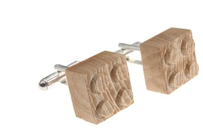 Gemelli per camicia in legno massello con mattoncino compatibile con lego