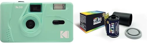 KODAK M35 DA00234 - Appareil Photo Rechargeable 35mm, Objectif Grand Angle Fixe, Viseur Optique, Flash Intégré, Pile AAA – Vert Menthe + GT Photo Pellicule Photo Couleur Retro 35mm - 24 Photos