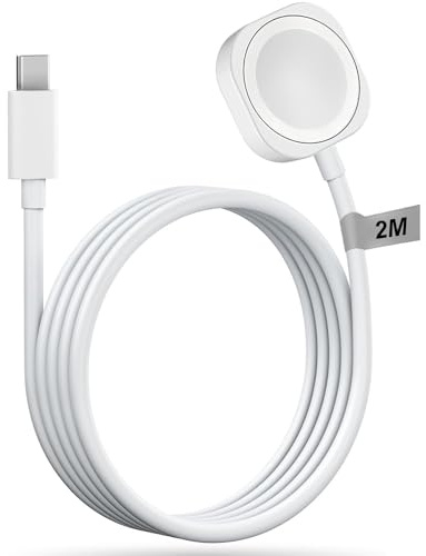 Chargeur Rapide pour iWatch【Certifié MFi】Câble de charge rapide magnétique vers USB-C (2m/6.6ft), Compatible avec iWatch Series 11/10/9/8/7/6/SE~1, 38/40/42/44mm, Chargeur sans fil magnétique puissant