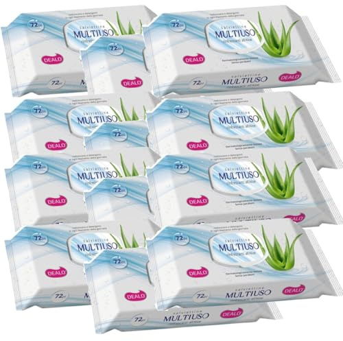 12 X Dea-lo Salviettine multiuso 72 pz delicate salviette detergenti studiate per la cura quotidiana ideali per una pulizia pratica e veloce in ogni situazione