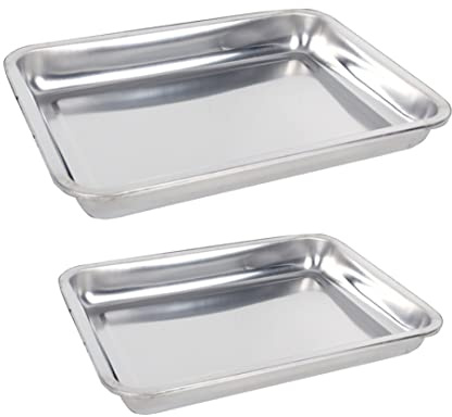 2 st fyrkantiga bakplåtar rostfritt stål bakpannor grill brödrost ugnsbrickor..