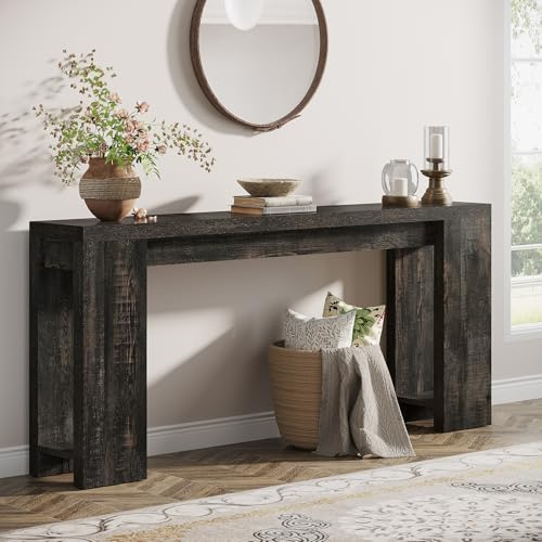Tribesigns Table Console, 160 x 29,5 x 85 cm, Table d'entrée en Bois de Style Maison de Campagne pour entrée, Couloir, Salon, Noir