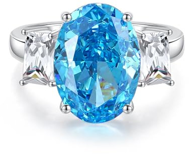 Ayoiow Ring Schmuck Verlobung für Damen, 6ct Topas und Moissanit 3 Steine Vorsteckring Platin, Platin 950 Größe 54 (17.2)