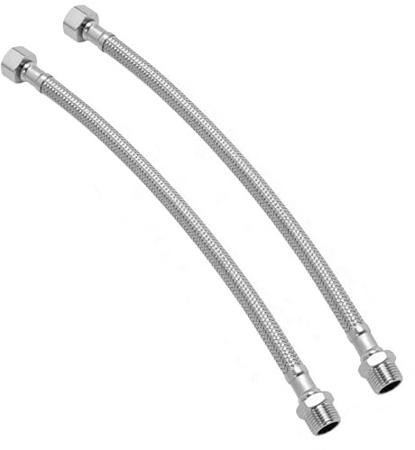 2 Tubo Flessibile 3/8 Pollice, Acciaio Inox 304 Tubo Armato per Rubinetto Bagno/Cucina 30cm – Flessibile Alta Pressione con Filetto per Lavello, Doccia e Caldaia
