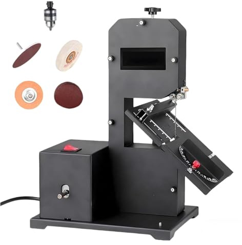 UORDBY Sierras de Cinta de sobremesa pequeñas, Sierra Vertical para Madera, Sierra de Cinta de sobremesa de Alta Potencia de 800 W, Altura de Corte de 70 mm y Mesa inclinable