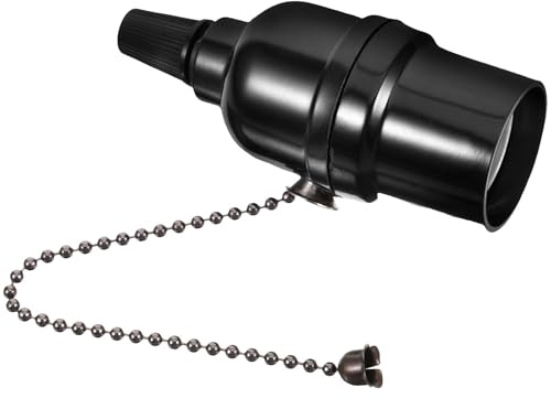 Portalámparas E26 Negro de Baquelita 250w para Luminarias | Base de Lámpara Cadena de Tracción, 250v, Accesorio para Distintos Puntos de Iluminación