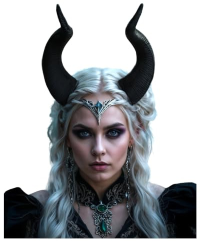 Horror-Shop Federleichte dunkle Märchenfee Malefiz Hexen Hörner für Halloween