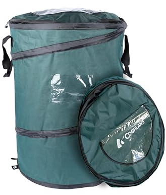 Coghlan's Deluxe Durable Pop-Up Trash Can – Collapsible Garbage Bin with Zippered Lid, Bag Clips, and Anchoring Points for Camping, Home, and Outdoor Use – 29.5 Gallon