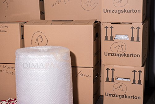 1 Rolle Luftpolsterfolie 100 cm x 100 m - Stärke: 60 my, Noppenfolie 1,0 x 100 m Blisterfolie Knallfolie Polstermaterial dimapax