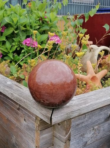 terracotta-toepfe-de B-Ware !! Kugel ø ca. 16 cm aus Steinzeug Keramik, braun glasiert Deko Garten Rosenkugel