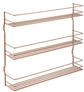 Metaltex Pepito 3-Tier Spice Rack – Wall-mounted Kitchen Storage Shelf for Seasonings and Condiments - Polytherm Copper, 36 x 8 x 32 Centimeters
