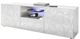 Meuble TV - Blanc Laque brillant - L 181 x P 43 x H 57cm - PARIGI