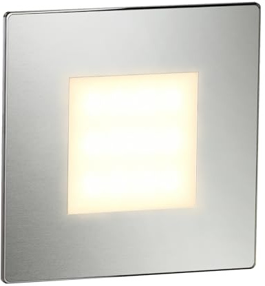 ledscom.de Lámpara LED para escaleras/plafón empotrable FEX para interiores y exteriores, angular, acero inoxidable, 85 x 85 mm, blanco cálido