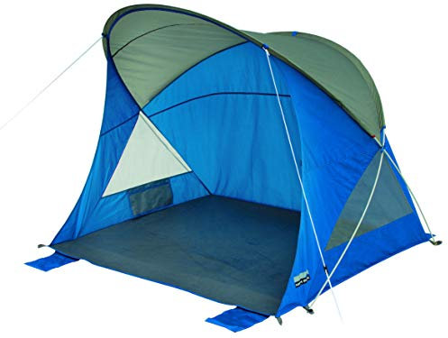 High Peak Strandmuschel Sevilla, UV 40 Sonnenschutz, Windschutz mit 4 Sandtaschen, große Mesh Fenster gegen Hitzestau, freistehend