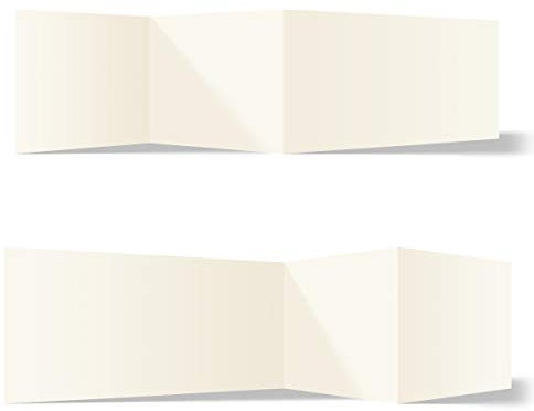 50 Blanko Klappkarte DIN Lang Zickzackfalz (geschlossen 210 x 99 mm, offen 420 x 99 mm) Set Papier wählbar